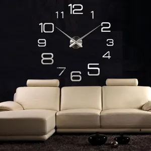 Modern 3D DIY acrylic mirror wall clock for living room home decor stylish minimalist design