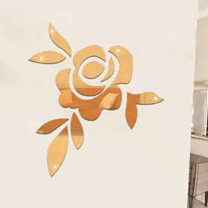 3D Rosen Acryl Spiegel Wandaufkleber, selbstklebende florale Dekoration für Ihr Wohnzimmer.