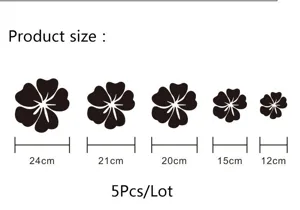 Hibiscus flower acrylic mirror wall sticker 5pcs set 3D DIY home decor living room