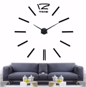Large 3D acrylic DIY wall clock modern minimalist frameless mirror sticker decor clock