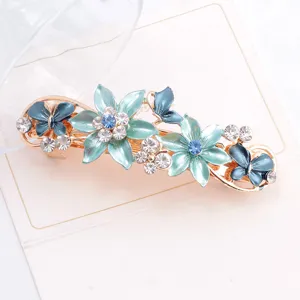 Women's Alloy Rhinestone Butterfly Hair Claw Clip Elegant Floral Spring Hair Clip Sweet Hair Accessories Gift