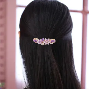 Metal rhinestone butterfly hair clip elegant floral spring barrette for women daily hair styling