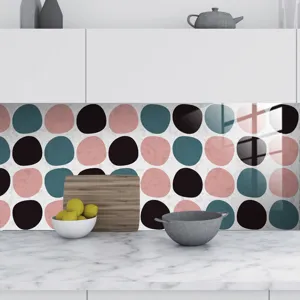 Kitchen wall sticker backsplash retro pebble pattern waterproof self-adhesive decor detail