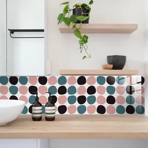 Self-adhesive tile sticker retro polka dot kitchen wall waterproof renovation peel and stick