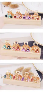Mini pinces à cheveux exquises en strass et émail fleuri, élégantes barrettes dorées pour frange.