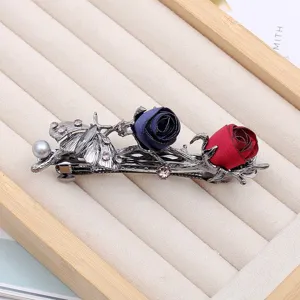 Barrette cheveux rose style coréen sombre tissu pince printemps métal accessoire femme