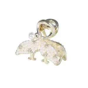 Mini molletta per capelli con perle stile coreano per donne, elegante accessorio in metallo.