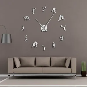 Modern 3D acrylic basketball wall clock, creative sports large clock for home living room decor.