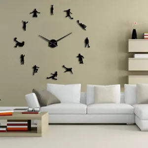 3D Acrylic Mirror Wall Clock Modern Design DIY Soccer Sports Wall Sticker Large Watch For Living Room Home Decor