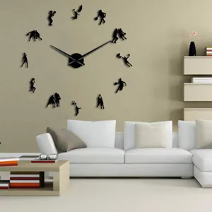 3D Acrylic Basketball Player DIY Wall Clock Modern Minimalist Silent Large Wall Clock Home Decor