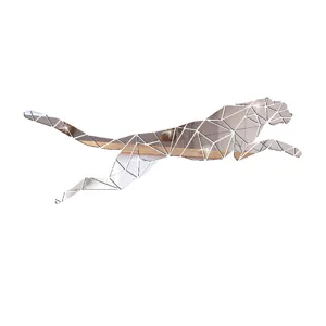 Closeup detail of geometric cheetah mirror wall sticker showing reflective acrylic segments.