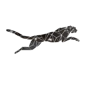 Geometric cheetah acrylic wall sticker 3D mirror effect living room decor running leopard decal