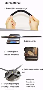 DIY 3D wall clock replacement parts including high density sponge, pointer, and movement.