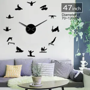 Reloj de pared acrílico 3D gimnasia DIY gran reloj decorativo para salón moderno diseño