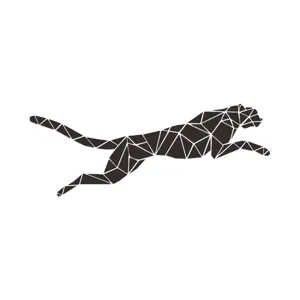 Geometric cheetah wall sticker detail, modern acrylic animal decor for kids room.