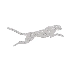 Geometric 3D acrylic cheetah wall sticker, modern minimalist home decor for room.
