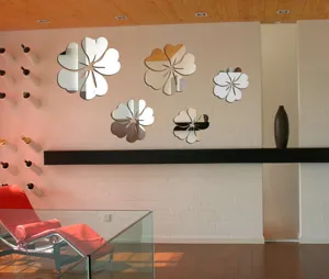 3D acrylic mirror wall stickers flower design self adhesive home decor living room bedroom
