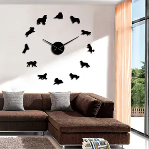DIY giant dog wall clock acrylic silhouette modern living room home decor wall art ornament.