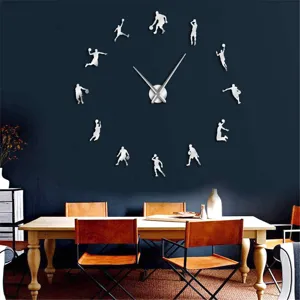 Reloj de pared grande DIY baloncesto acrílico moderno silencioso decoración de salón