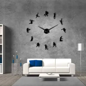 DIY reloj de pared baloncesto extra grande acrilico diseño moderno salon reloj silencioso