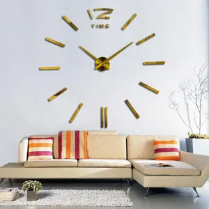 3D Oversized Acrylic Wall Clock Modern Minimalist DIY Mirror Wall Clock Living Room