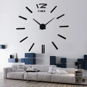 Large 3D DIY acrylic wall clock modern minimalist silent clock for living room home decor