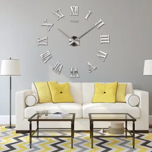 DIY 3D wandklok spiegel Romeinse cijfers grote moderne decoratieve klok woonkamer