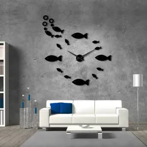 Moderne 3D Acryl Fisch Wanduhr für das Wohnzimmer, kreative große Wanddekoration.