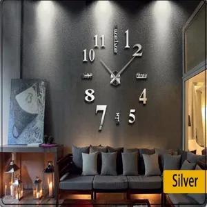 Große 3D Acryl Spiegel Wanduhr DIY rahmenlose Uhr für Wohnzimmer Heimdekoration modernes Design