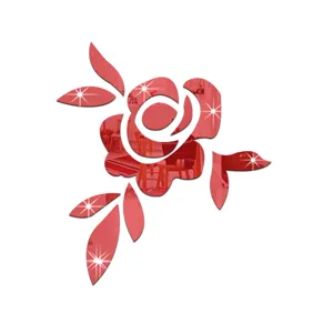 3D Rosen Blume Acryl Spiegel Wandtattoo Aufkleber fuer Wohnzimmer Schlafzimmer Deko