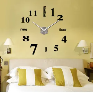 3D DIY Acryl Spiegel Wanduhr moderne große Wandtattoo Uhr für Wohnzimmer Schlafzimmer Deko