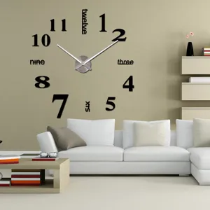 Moderne DIY Acryl Wanduhr für Wohnzimmer Dekoration, großer Spiegel Aufkleber Design.