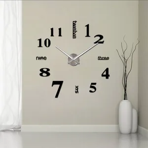 Moderne DIY 3D Acryl Wanduhr großer Spiegel Wandaufkleber für Wohnzimmer Dekoration