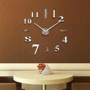 DIY 3D Acryl Spiegel Wanduhr europäischer Stil modernes Design große Deko Uhr für das Wohnzimmer.