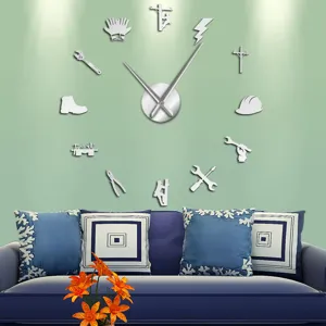3D Acrylic DIY Wall Clock Electrician Theme Frameless Large Clock Home Decor Art