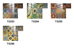 Crystal porcelain tile stickers, retro Moroccan style decorative wall stickers, 10cm size.