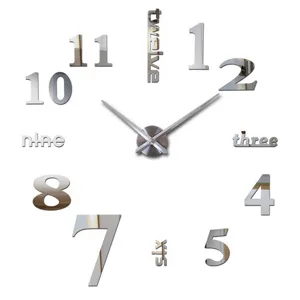 Moderne DIY 3D Acryl Spiegel Wanduhr, große rahmenlose stumme Uhr für Wohnzimmer Dekoration.