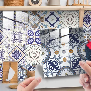 Crystal tile stickers for kitchen and bathroom, waterproof peel and stick vintage wall decor.