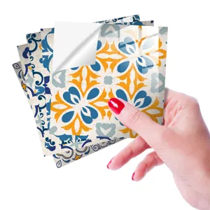 Peel and stick crystal tile stickers for kitchen and bathroom, retro floral wall decor.