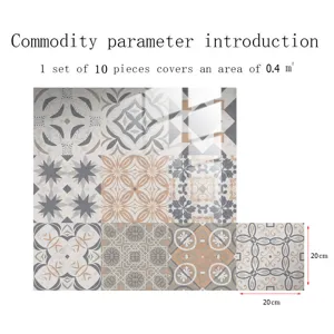 Crystal tile stickers waterproof peel and stick kitchen bathroom retro wall decor 10pcs