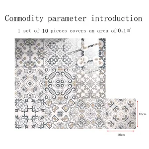 Crystal ceramic tile stickers retro floral 10pcs kitchen bathroom wall decor 10x10cm