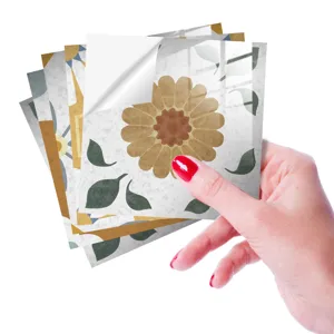 Crystal tile stickers for kitchen and bathroom, vintage floral self-adhesive wall decor.