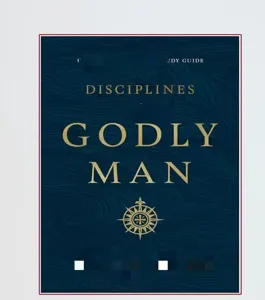 Λεπτομερής όψη του εξωφύλλου του βιβλίου Disciplines of a Godly Man με χρυσή τυπογραφία.