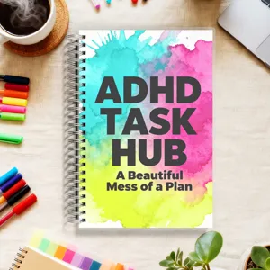 Agenda planificador ADHD cuaderno con diseño de acuarela, organizador diario para productividad.