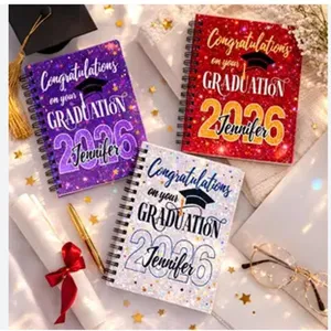 Customized graduation spiral notebook A5 set with personalized name and year for celebration.