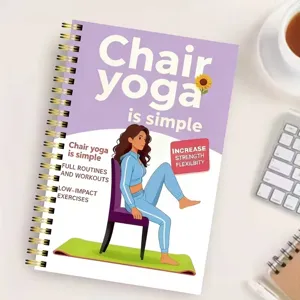 Stuhlyoga Notizbuch Anleitung für Senioren, mit einfachen Übungsroutinen und Fitnesstipps.