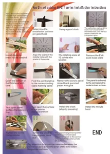 DIY wall clock installation guide detail showing step-by-step instructions for easy assembly.