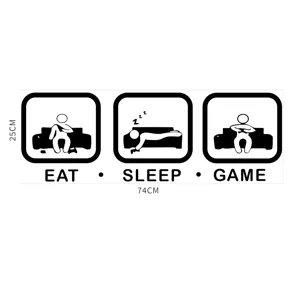 Ακρυλικό 3D αυτοκόλλητο τοίχου eat sleep game για διακόσμηση παιδικού δωματίου 74x25cm.