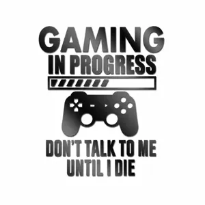 Gaming in Progress wall sticker, mirror finish game controller decal for kids room decor.