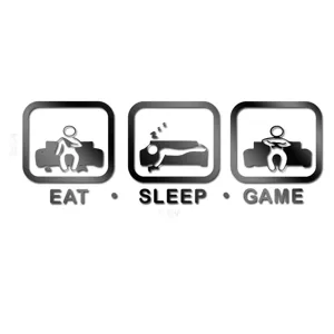 Αυτοκόλλητο Τοίχου Ακρυλικό Καθρέφτης 3D Eat Sleep Game Διακόσμηση Δωματίου Παιδιού